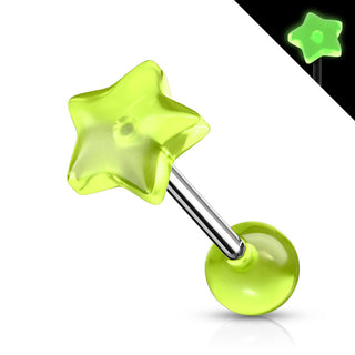 Tongue Barbell Star Glow in the Dark