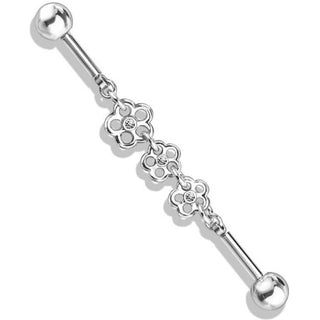 Barbell Industrial 3 fiori con zircone
