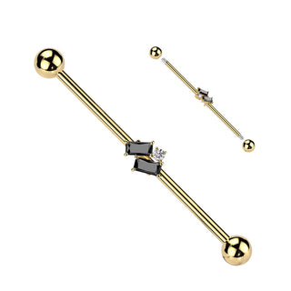 Industrial Barbell baguette and round zirconia