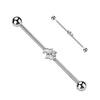 Industrial Barbell baguette and round zirconia
