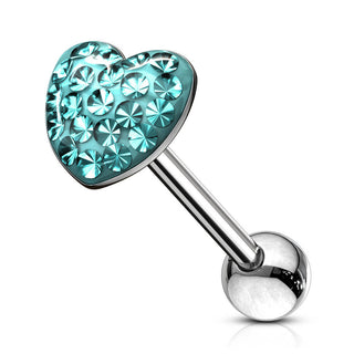 Tongue Barbell Heart Zirconia