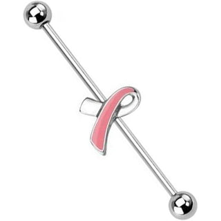 Industrial Barbell Pink Breast Cancer Ribbon