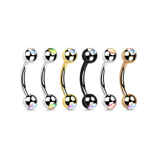 Kolczyk do brwi kulka rozświetlający kamień syntetyczny