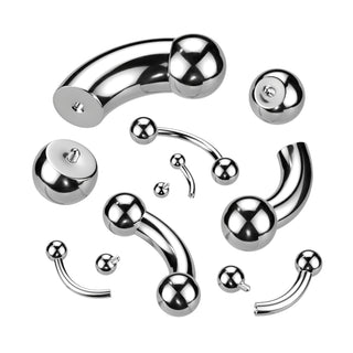 Curved Barbell Ball Silver Internally Threaded