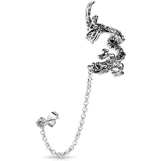 Ear Cuff Dragon Chain dangle Zirconia Silver