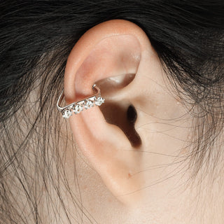 Earcuff Ear Cuff Triangle Silver 4 Zirconia Bendable