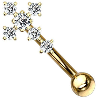 Kolczyk do brwi cyrkonia krzyż