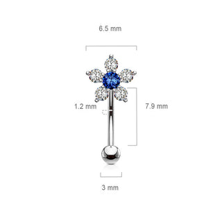 Eyebrow Piercing Flower Zirconia
