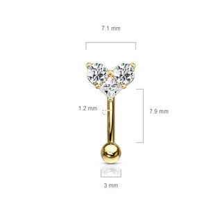 Eyebrow Piercing Heart Zirconia