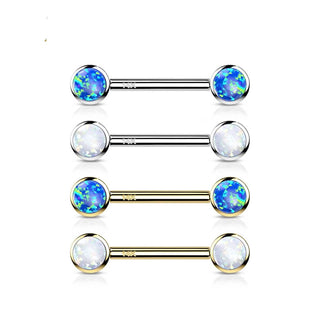 Solid Gold 14 Carat Nipple Piercing Round Zirconia Push-In