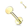 Solid Gold 14 Carat Labret Round Flat Push-In