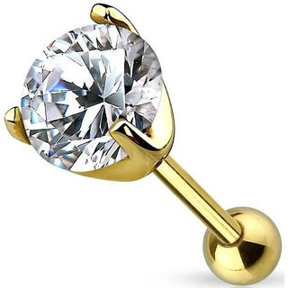 Oro 14 kt Barbell Zircone