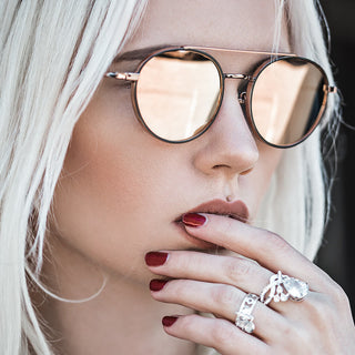 Oro 14 kt Labret Zircone rotondo