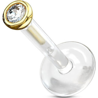 Złoto 585 labret okrągła cyrkonia