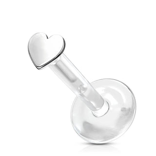 Solid Gold 14 Carat Labret Heart Flat Push-In