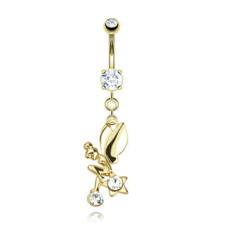 Piercing Ombelico Pendente a Fata in Zirconia e Oro