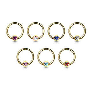 Anello Piercing Zircone e Oro Perla Prigioniera