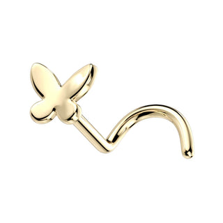 Solid Gold 14 Carat Nose Screw Butterfly