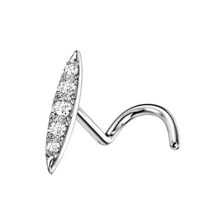 Oro 14 kt Screw Nasale Ellisse di zirconi