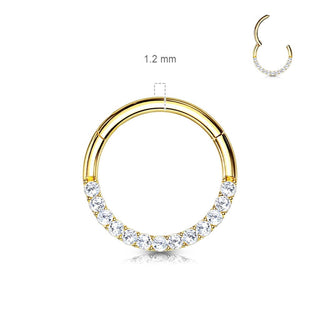 Solid Gold 14 Carat Ring Zirconia Clicker