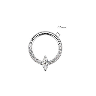 Solid Gold 14 Carat Ring Marquise Cut Zirconia Clicker