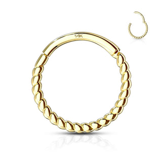 Solid Gold 14 Carat Ring Braided Clicker