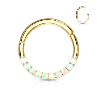 Solid Gold 14 Carat Ring Opal Clicker