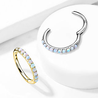 Solid Gold 14 Carat Ring Opal Clicker
