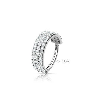 Oro 14 kt Anello Piercing Zirconi in 3 file Clicker