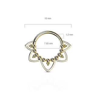 Solid Gold 14 Carat Ring Heart ornamentation Clicker