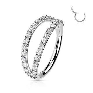 Solid Gold 14 Carat Ring Zirconia Clicker
