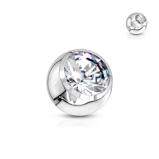 Solid Gold 14 Carat top ball with zirconia