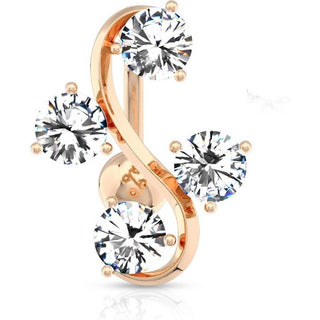 Piercing Ombelico Top Down forma rampicante con 4 Zirconi