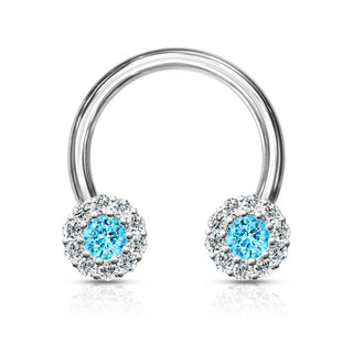 Podkowa srebrna cyrkonia w kształcie kuli