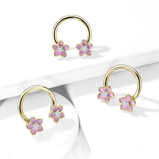 Horseshoe Flower Zirconia Gold