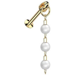 Labret triple pearl dangle Push-In