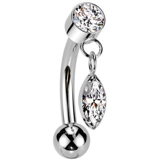 Titanium Curved Barbell dangle zirconia Push-In