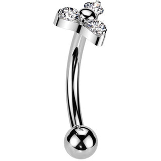 Tytan kolczyk do brwi trójkąt cyrkonia push-in