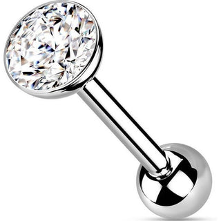 Titanium Barbell Zirconia frame setting Silver Push-In