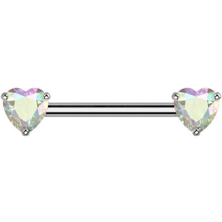 Tytan kolczyk do sutka dwa serduszka cyrkonia push-in