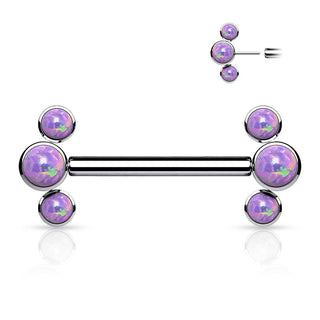 Titanium Nipple Piercing 3 Opal Push-In