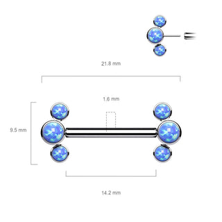 Titanium Nipple Piercing 3 Opal Push-In