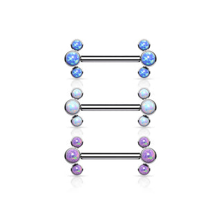 Titanium Nipple Piercing 3 Opal Push-In