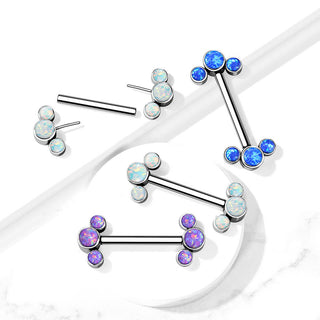 Titanium Nipple Piercing 3 Opal Push-In