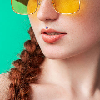 Titanium Labret Opal Flat Silver Push-In