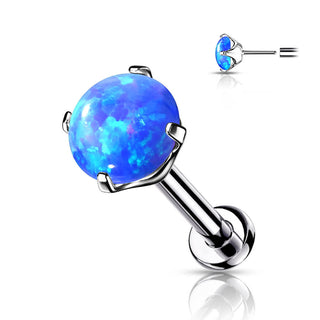 Titanium Labret Opal Silver Push-In