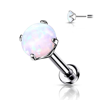 Titanium Labret Opal Silver Push-In