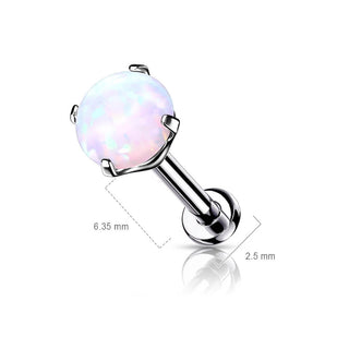 Titanium Labret Opal Silver Push-In