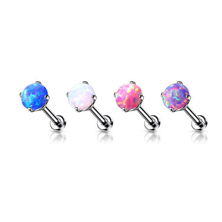 Titanium Labret Opal Silver Push-In