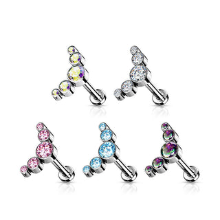 Titanium Labret 5 Zirconia Silver Push-In